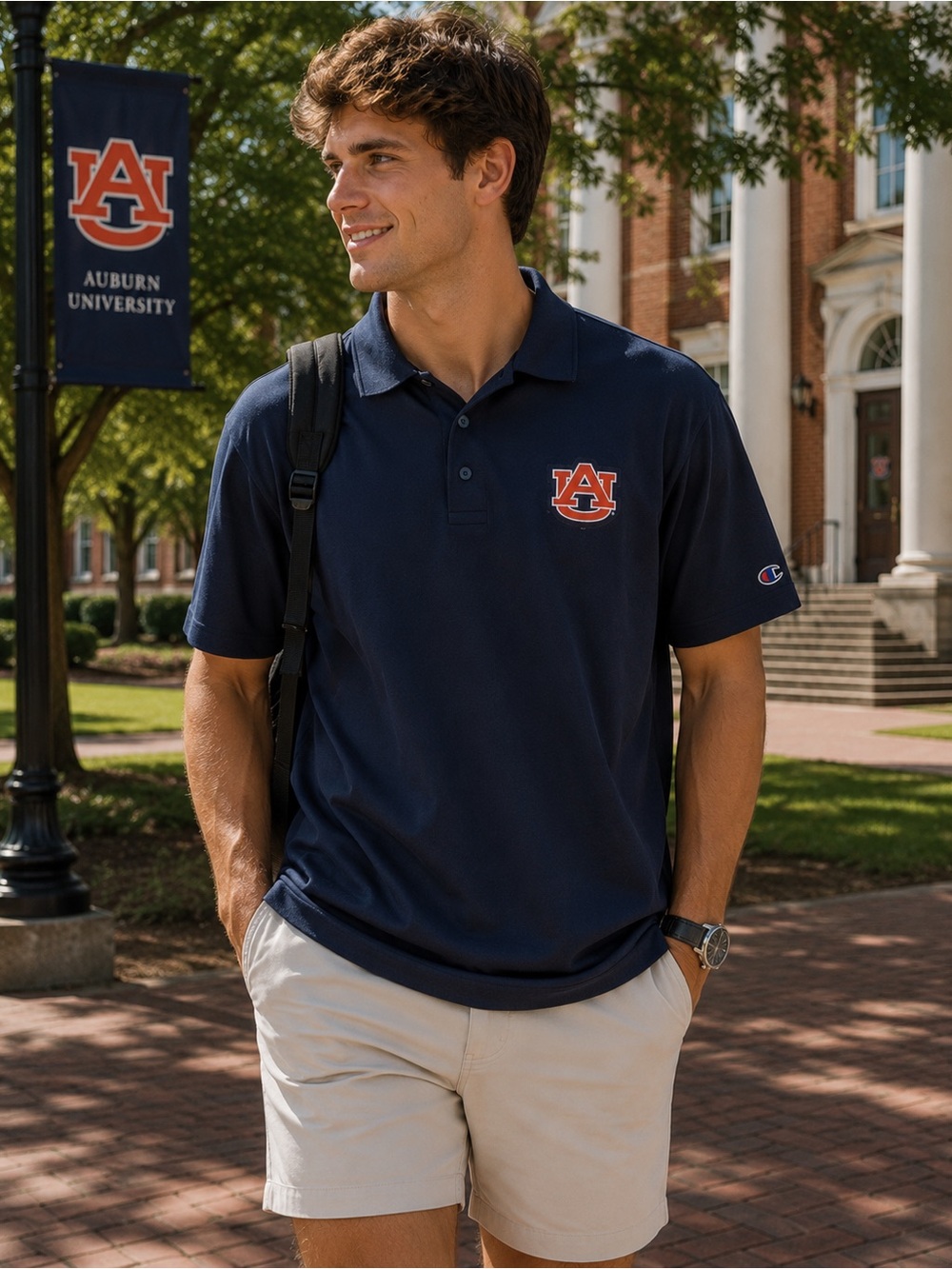 Auburn University Tigers Men’s Navy Champion Polo Shirt Size Medium